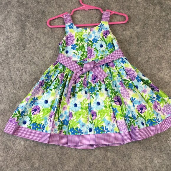 Jessica Ann Dress 18 Month Baby Girl Purple Floral Plaid Tie Back Summer Tank - Picture 8 of 9